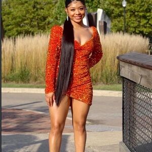 Stunning Orange Sequin Dress
